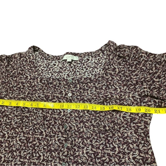 Loft Floral Square Neck Blouse Women’s Size Large - Picture 8 of 10
